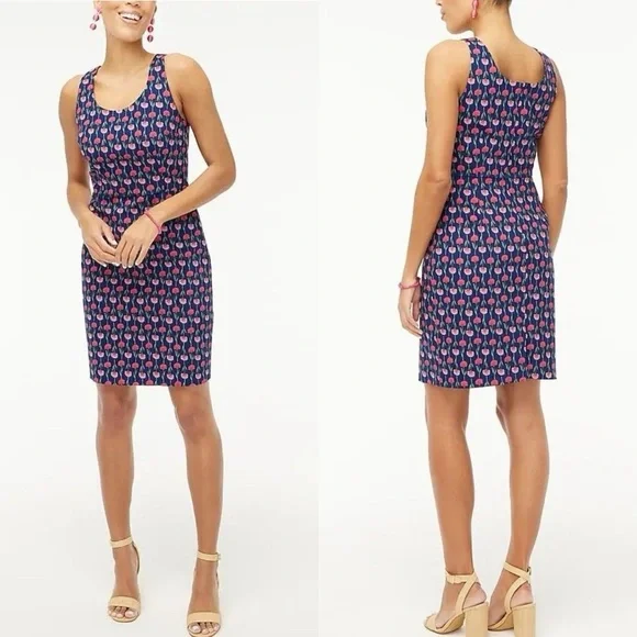J. Crew Navy Midi Dress with Pink Floral Print - Picture 7 of 7